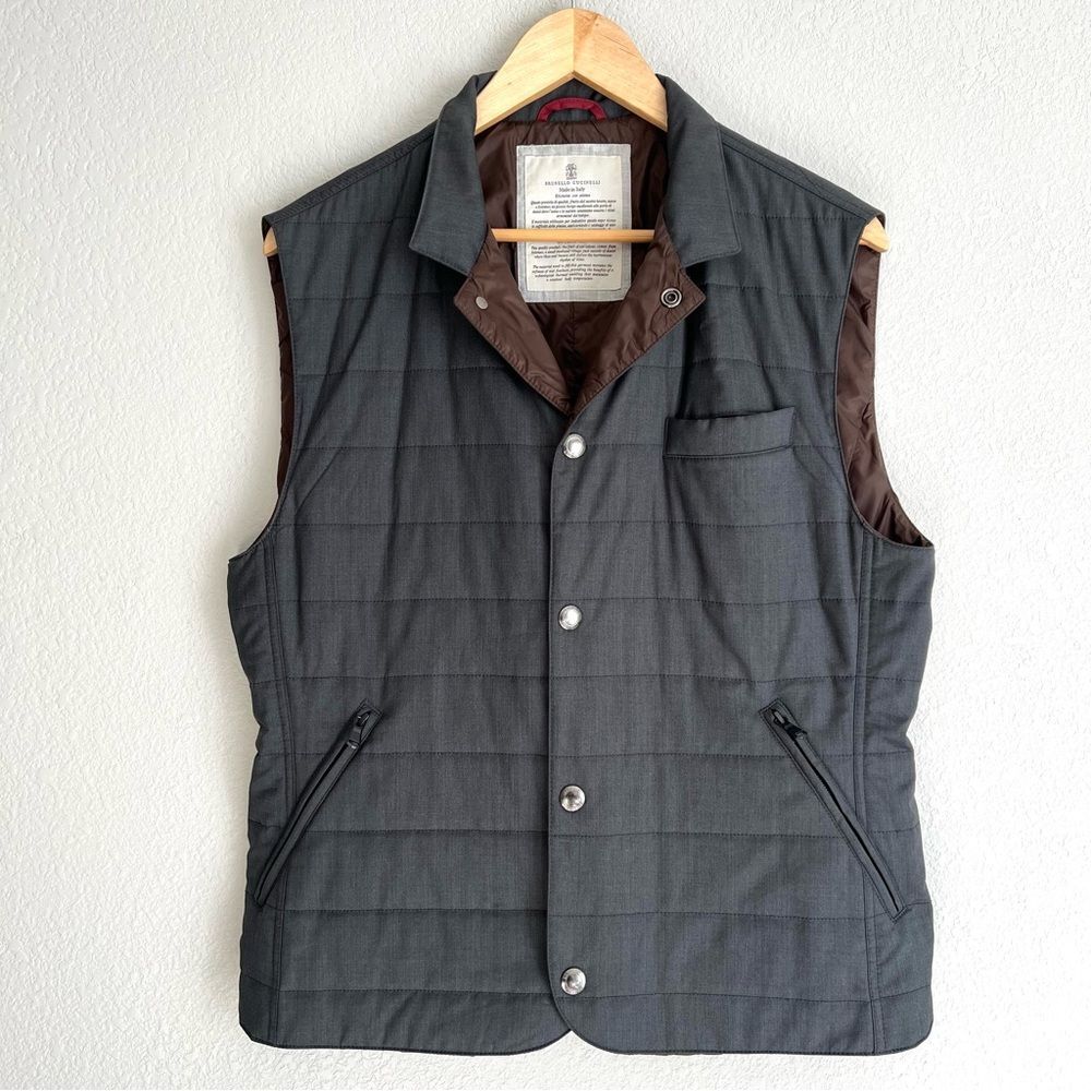 Brunello Cucinelli Wool / Silk Vest Gilet Gray Small
